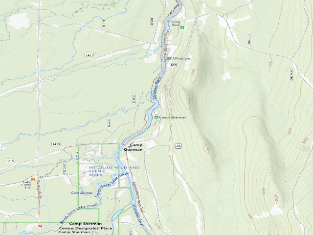 USGS topographic map of Camp Sherman