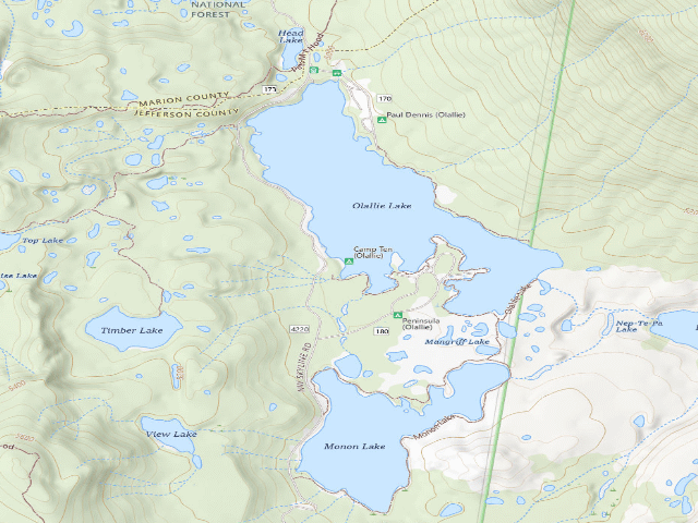 USGS topographic map of Camp Ten (Olallie)