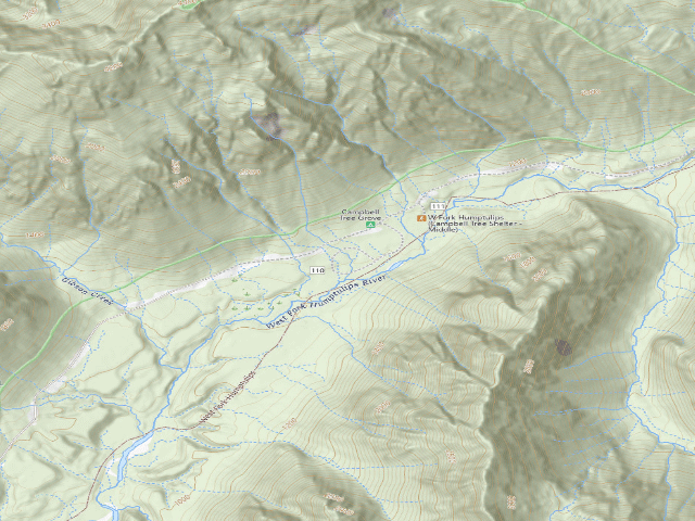 USGS topographic map of Campbell Tree Grove Campground