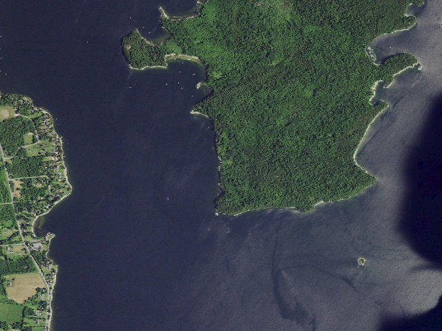 Aerial image of Campsite 1 (Valcour Island Primitive Area)