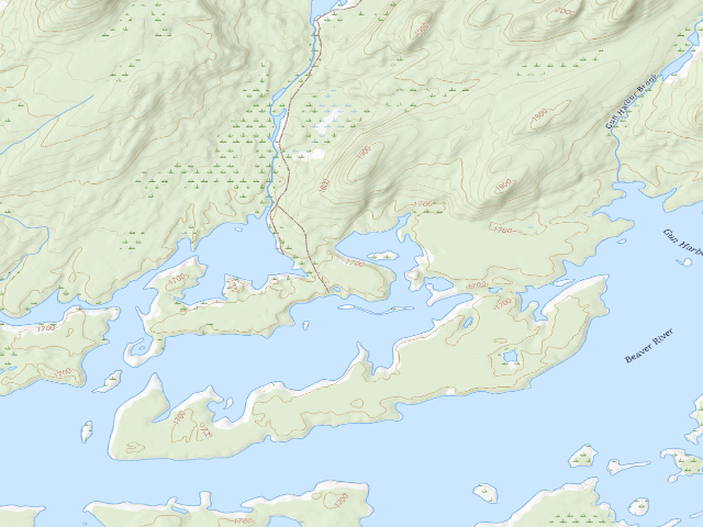USGS topographic map of Campsite 17 (Five Ponds Wilderness)