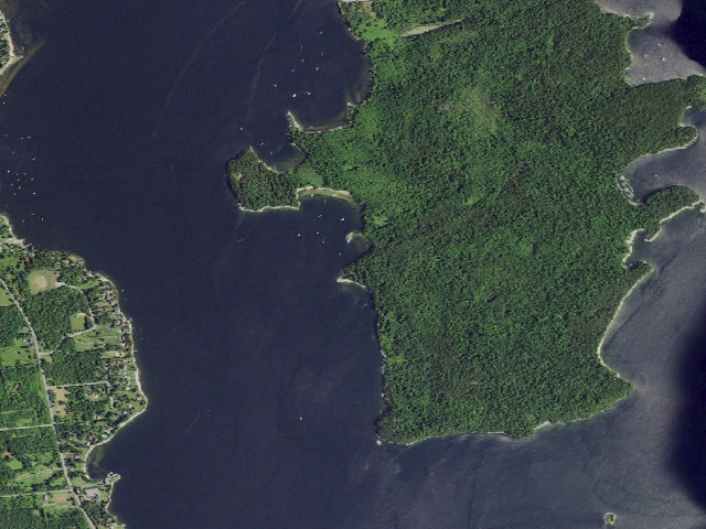 Aerial image of Campsite 5 (Valcour Island Primitive Area)