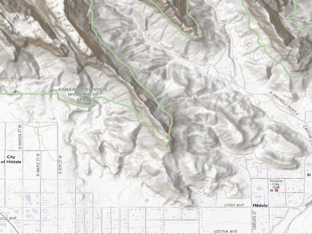 USGS topographic map of Canaan Mountain Wilderness