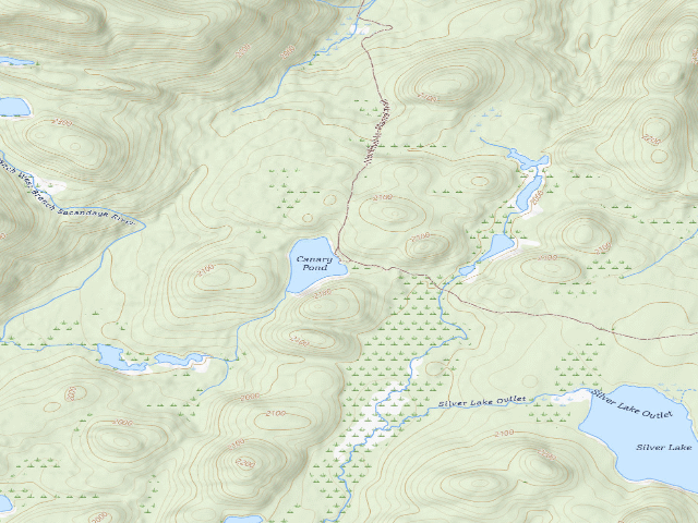 USGS topographic map of Canary Pond Campsite (Silver Lake Wilderness)
