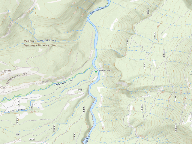 USGS topographic map of Candle Creek
