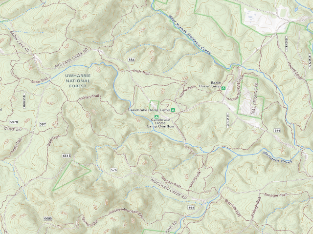 USGS topographic map of Canebrake Horse Camp Overflow