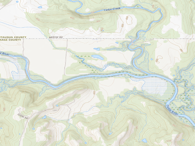 USGS topographic map of Caney hollow (Hulah WMA)