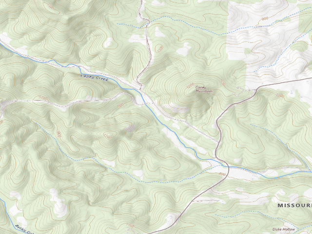 USGS topographic map of Caney Mountain Conservation Area