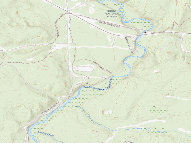 USGS topographic map of Canoe Harbor State Forest Campground and Canoe Camp
