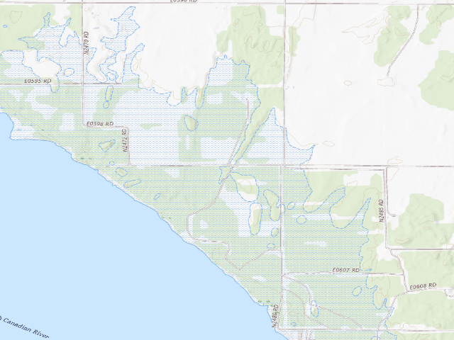 USGS topographic map of Canton WMA primitive camp #6