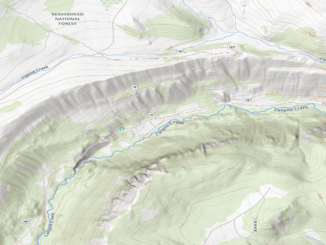 USGS topographic map of Canyon Creek Cabin