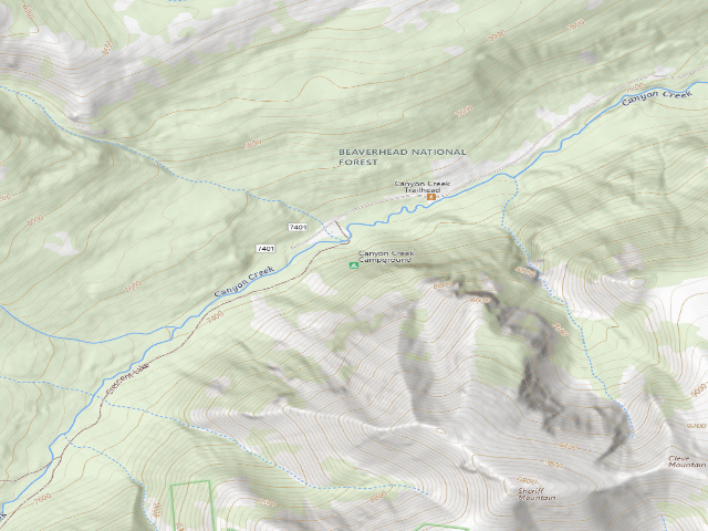 USGS topographic map of Canyon Creek Campground