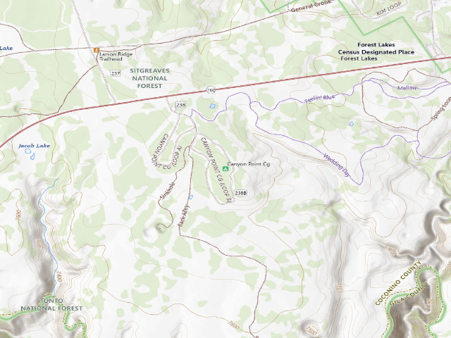 USGS topographic map of Canyon Point Campground