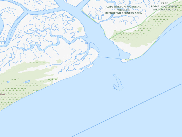 USGS topographic map of Capers Island Heritage Preserve primitive campsite