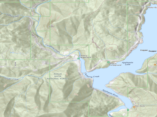 USGS topographic map of Carberry Campground