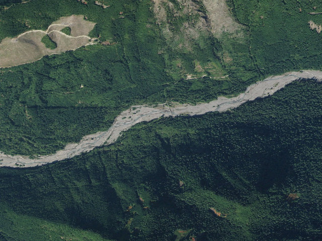 Aerial image of Carbon River Dispersed Roadside Camping