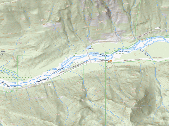 USGS topographic map of Carbon River Dispersed Roadside Camping