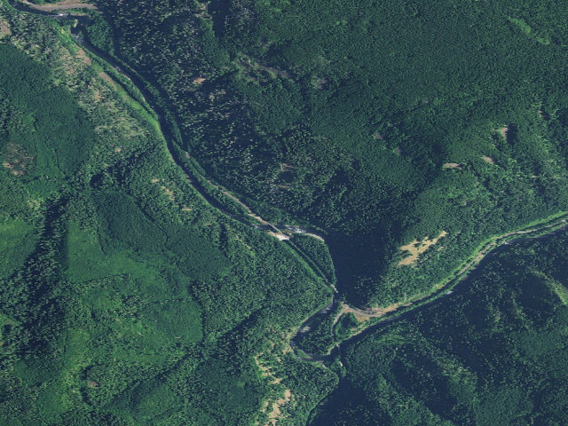 Aerial image of Carter Bridge Campground