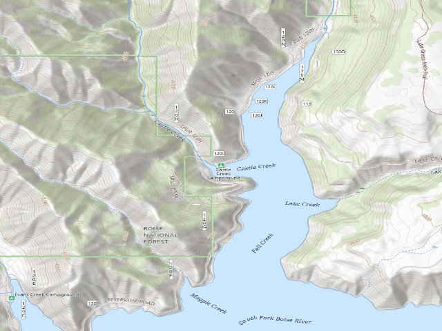 USGS topographic map of Castle Creek Campground