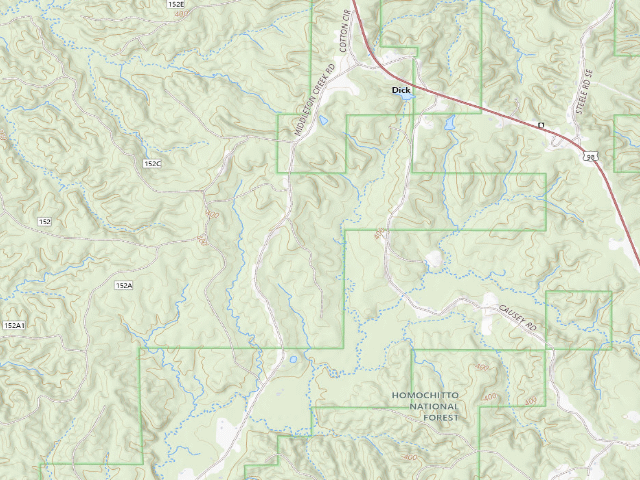 USGS topographic map of Caston Creek WMA camp site 1