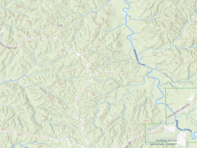 USGS topographic map of Caston Creek WMA camp site 2