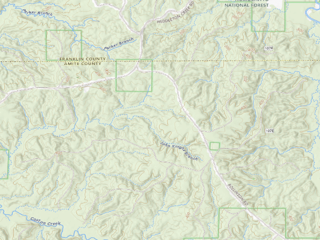 USGS topographic map of Caston Creek WMA camp site 5