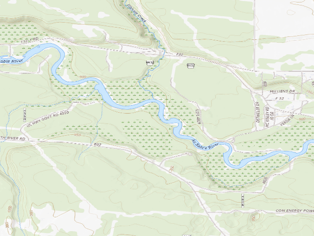 USGS topographic map of Cathedral Pines Backcountry Group Campsite