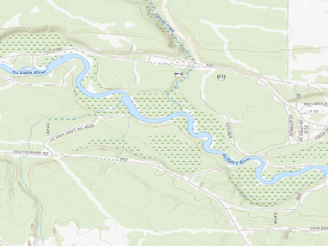 USGS topographic map of Cathedral Pines Campground