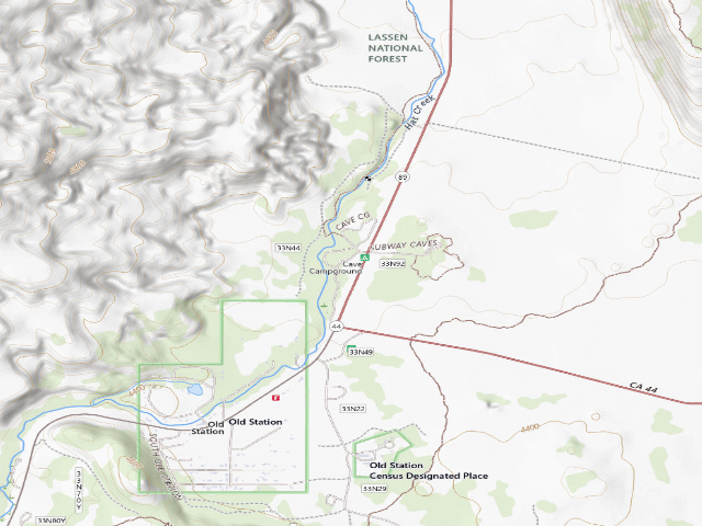 USGS topographic map of Cave Campground