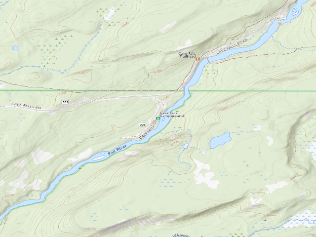 USGS topographic map of Cave Falls Campground
