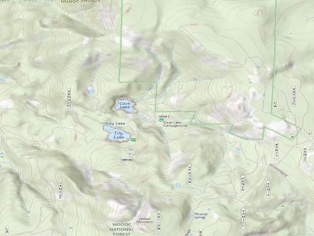 USGS topographic map of Cave Lake Campground
