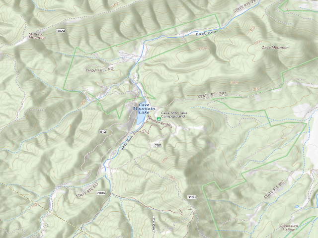 USGS topographic map of Cave Mountain Lake Campground