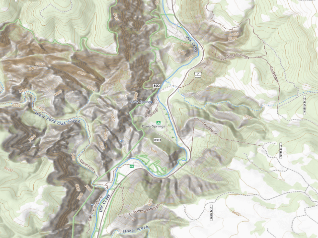 USGS topographic map of Cave Springs Campground