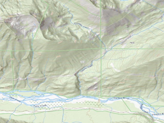 USGS topographic map of Cayada Creek Road Dispersed Camping