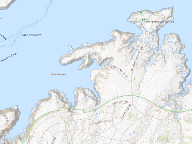USGS topographic map of Cedar Canyon Camping Area