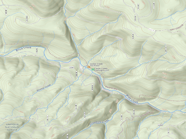 USGS topographic map of Cedar Creek Campground