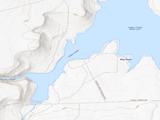 USGS topographic map of Cedar Creek Reservoir