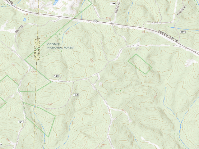 USGS topographic map of Cedar Creek WMA - Firetower Hunt Camp