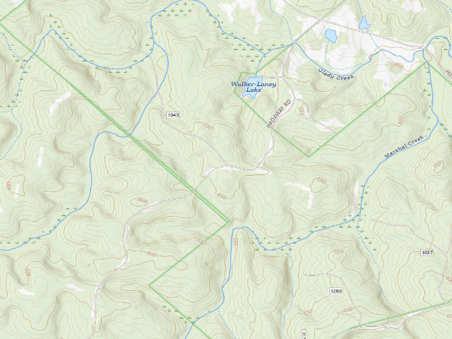 USGS topographic map of Cedar Creek WMA - Hadaway