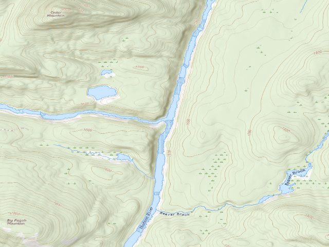 USGS topographic map of Cedar/Hudson River Campsite (Vanderwhacker Mountain Wild Forest)