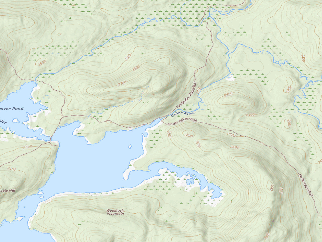 USGS topographic map of Cedar Lake Dam 1 (West Canada Lake Wilderness)