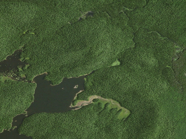 Aerial image of Cedar Lake Dam Tentsite (West Canada Lake Wilderness)
