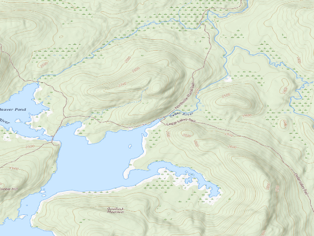 USGS topographic map of Cedar Lake Dam Tentsite (West Canada Lake Wilderness)