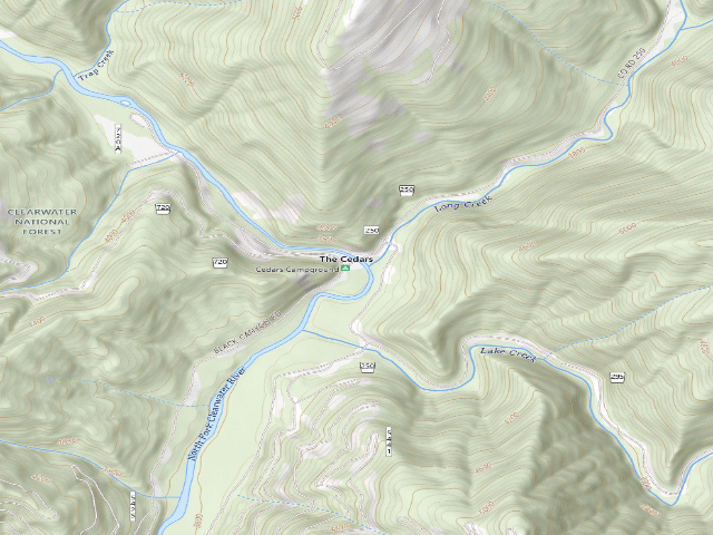 USGS topographic map of Cedars Campground