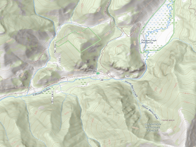 USGS topographic map of Cement Creek