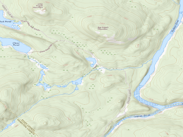 USGS topographic map of Chain Lakes Road South Roadside Tentsite [DEC #3627] (Blue Mountain Wild Forest)