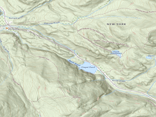 USGS topographic map of Chapel Pond Campsite (Giant Mountain Wilderness)