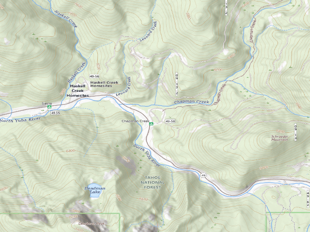 USGS topographic map of Chapman Creek Campground