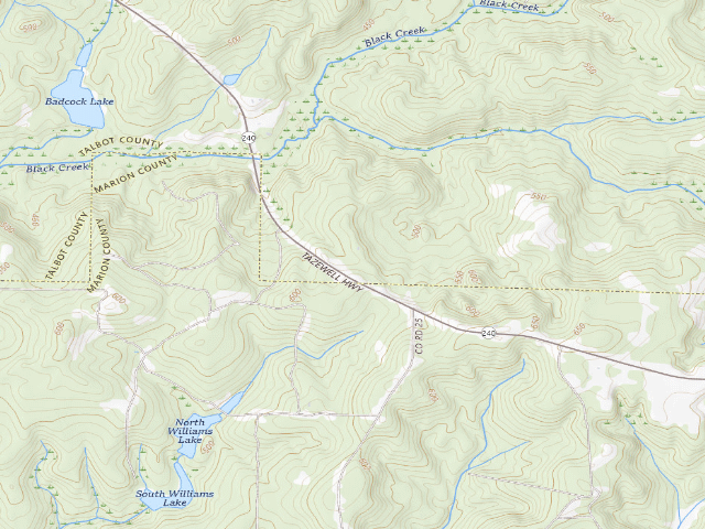 USGS topographic map of Chattahoochee Fall Line WMA - Almo Primitive Campground #1