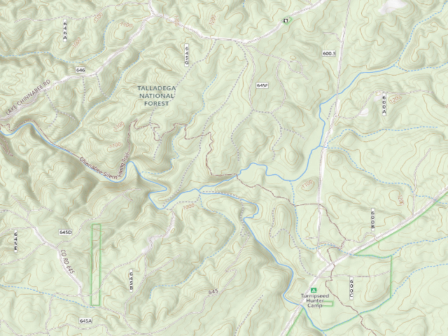 USGS topographic map of Cheaha Falls Trail Shelter Site
